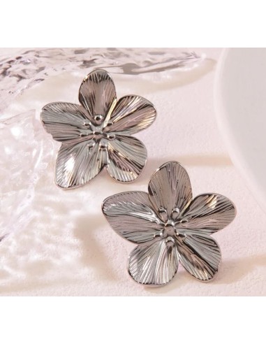 Boucles d'oreilles fleurs en acier