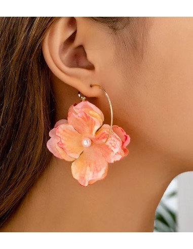 Boucles d'oreilles fleurs pêche