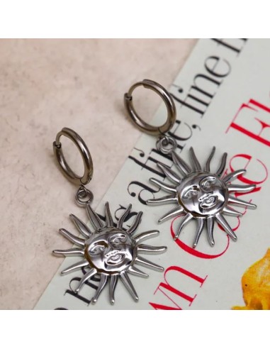 Boucles d'oreilles soleil en acier doré