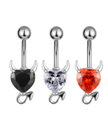 Piercing nombril cœur cristal