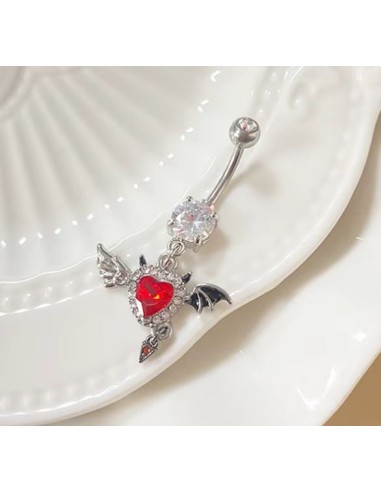 Piercing nombril cristal cœur rouge