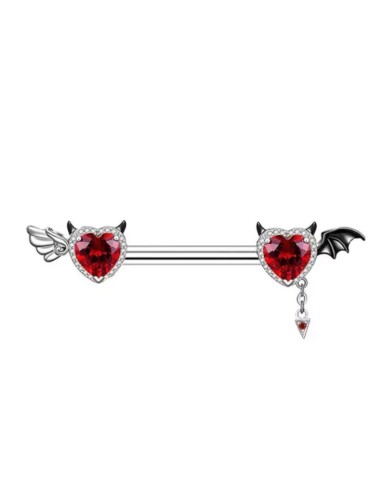 Piercing téton cœur punk zircone rouge