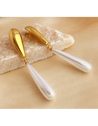 Boucles d'oreilles longues perles bijou en acier