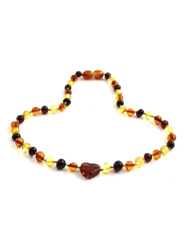 Collier ambre multi cœur 35 cm pour enfants