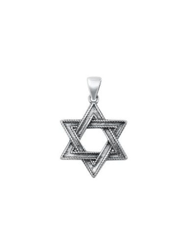 Pendentif étoile de David 20 mm en argent vieilli