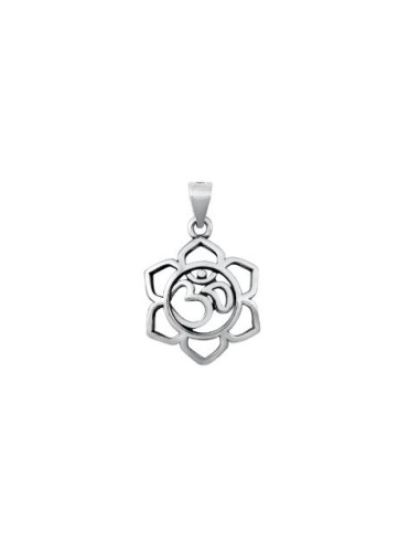 Pendentif Om Aum et fleur16 mm bijou en argent
