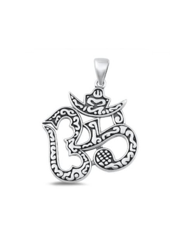Pendentif Om Aum ethnique 26 mm bijou en argent