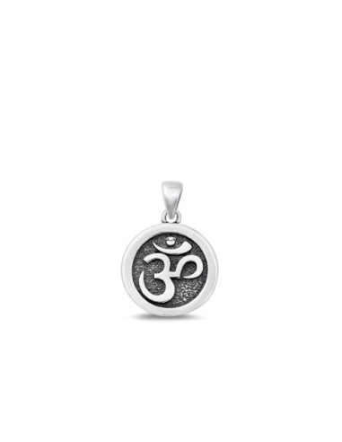 Pendentif Om Aum ethnique 14 mm bijou en argent vieilli
