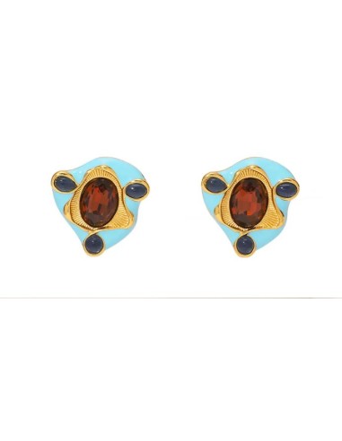 Boucles d'oreilles bleues en acier