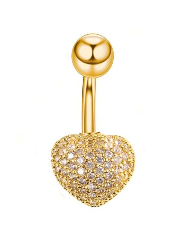 Piercing nombril cœur doré