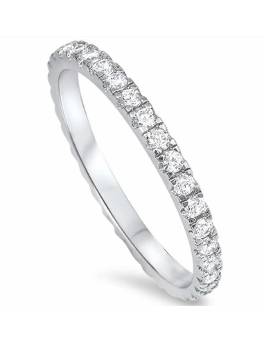 Bague alliance zircones blancs 2 mm bijou en argent