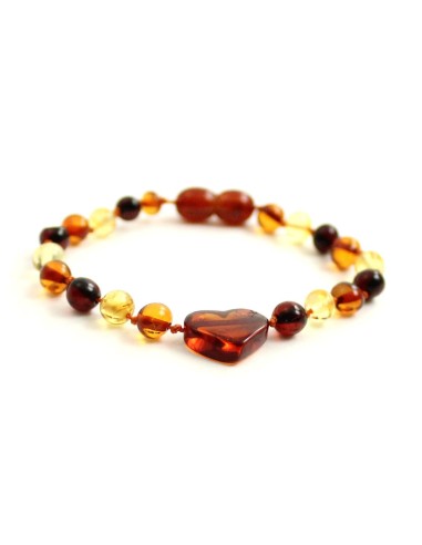 Bracelet ambre et cœur pour bébé