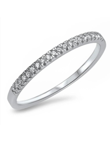 Bague alliance demi zircones blancs bijou en argent