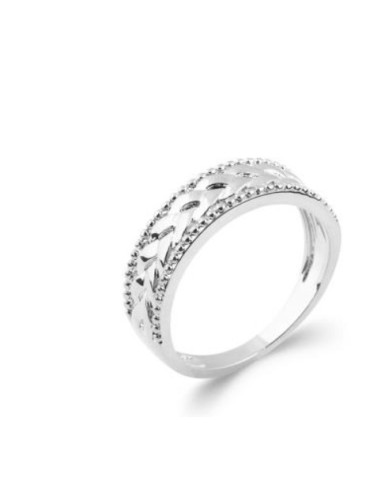 Alliance demi lune lauriers bijou en argent