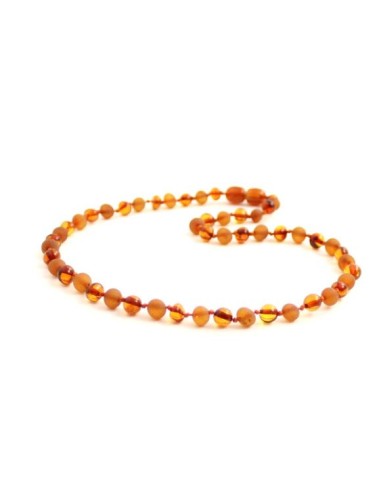 Collier enfant ambre cognac en 38 cm
