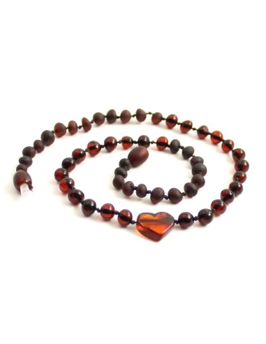 Collier ambre multi cœur 32 cm pour enfants