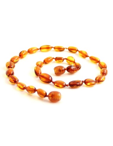 Collier ambre cognac 38 cm pour enfants