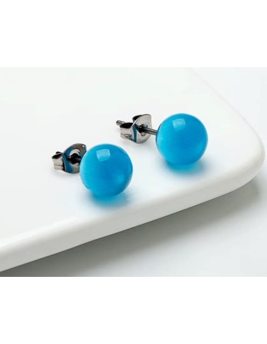 Boucles d'oreilles agates bleues bijou en acier