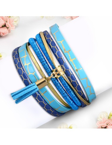 Bracelet multi rangs fantaisie bleu