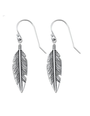 Boucles d'oreilles plumes en argent