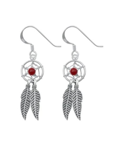 Boucles d'oreilles plumes bijou en argent