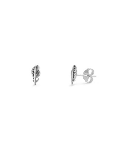 Boucles d'oreilles puces plumes bijou en argent