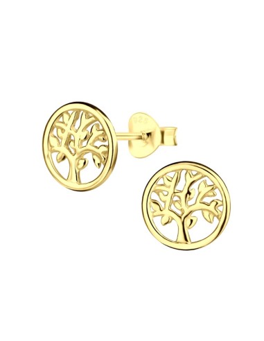 Boucles d'oreilles arbre de vie en plaqué or