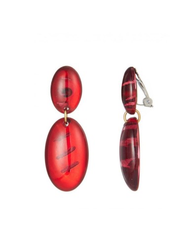 Boucles d'oreilles pendantes rouge clip en 50 mm