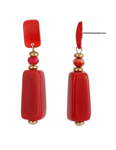 Boucles d'oreilles à clip pendantes rouge
