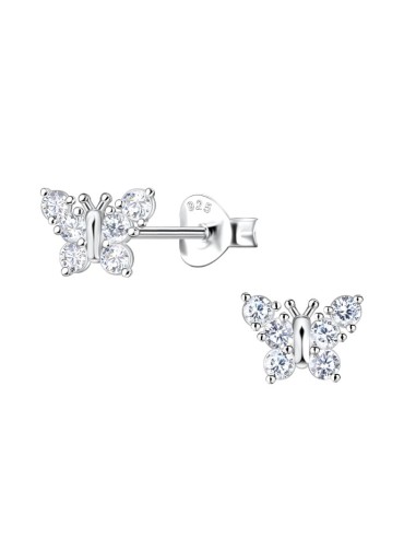Boucles d'oreilles papillon zircone bijoux en argent