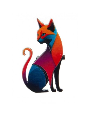 Broche chat multicolore