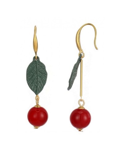 Boucles d'oreilles cerises rouges en acier