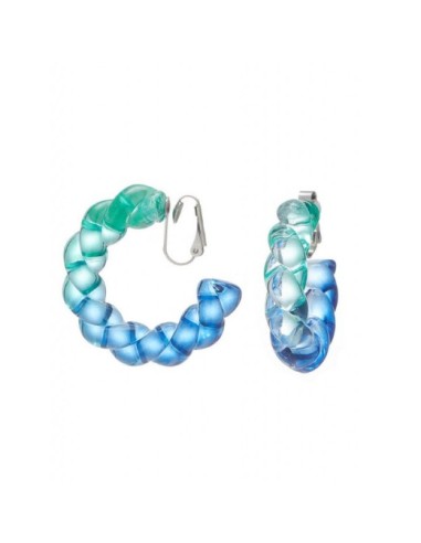 Boucles d'oreilles à clip créoles bleu et vert
