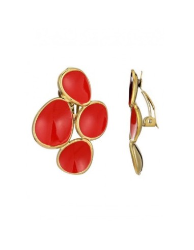 Boucles d'oreilles clip émail rouge