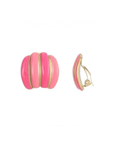 Boucles d'oreilles  à clip rose en acier