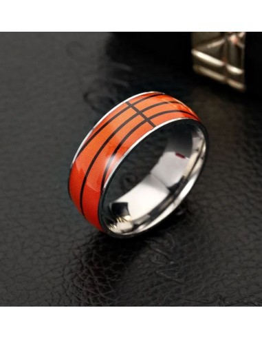 Bague anneau basket ball bijou en acier
