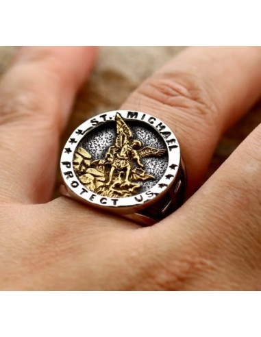 Bague Archange Saint Michel bijou en acier