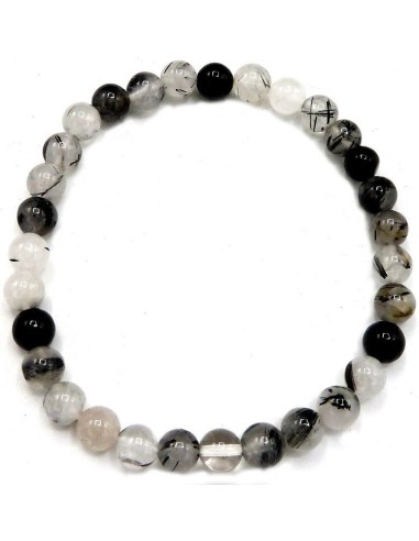 Bracelet tourmaline et cristal de roche en  10 mm