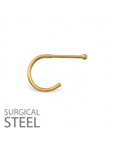Piercing nez anneau en acier chirurgical doré avec tige d'insertion boulé oxcmobijoux