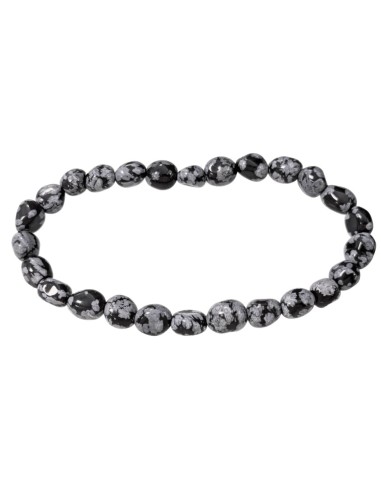 Bracelet Obsidienne flocon de neige en pierres roulées