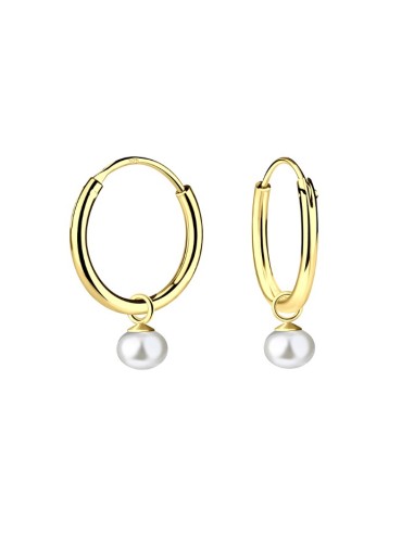 Créoles 12 mm bijou en plaqué or et perle