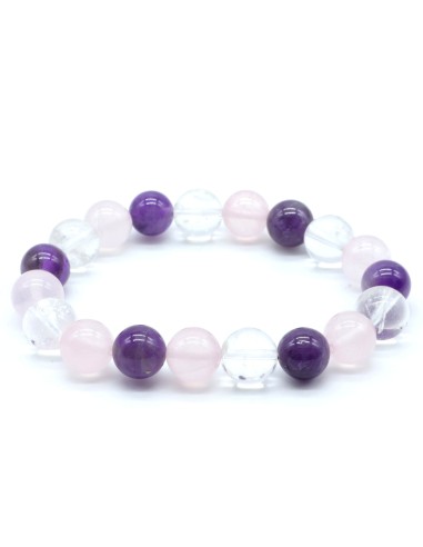 Bracelet triangle d'or quartz rose pierres minérales en 10 mm