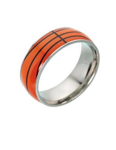 Bague anneau basket ball bijou en acier
