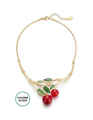 Collier deux cerises rouges