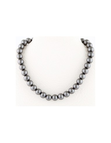 Collier perles grises en 12 mm bijou fantaisie