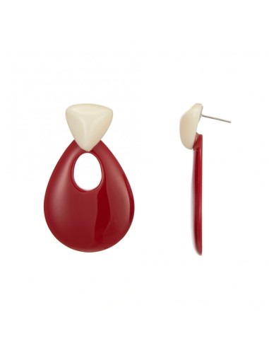 Boucles d'oreilles rouge et blanc crème