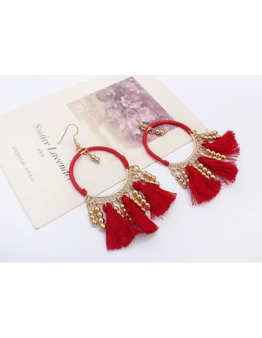 Boucles d'oreilles pompons rouge bordeaux