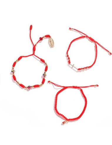 Bracelets tressés de protection rouge