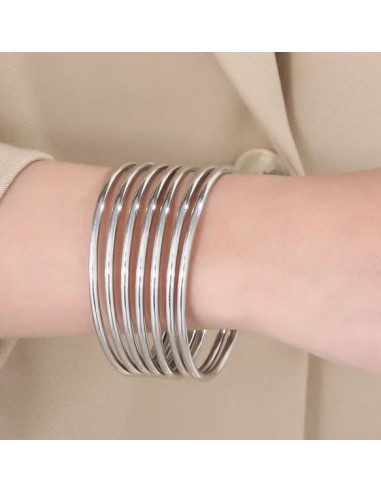 Bracelet rigide 7 joncs multi rangs en acier