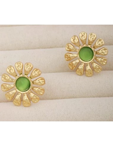 Boucles d'oreilles fleurs en acier doré